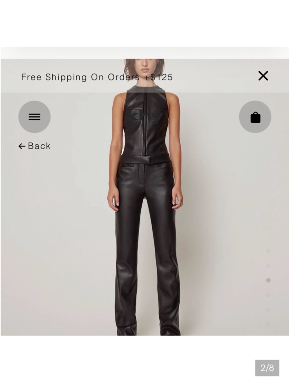 KHY elegant black set - Faux Leather Straight-Leg Pants with matching top-